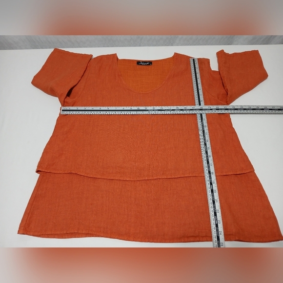 John P  100% Linen  3/4 Sleeve Layered Top. Size M - Picture 4 of 6